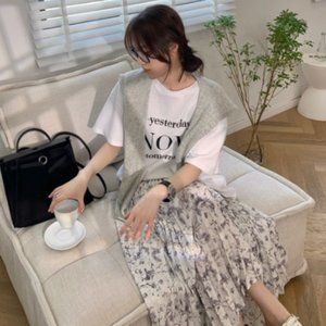 XPANDA irregular flower pleated skirt skirt new sp